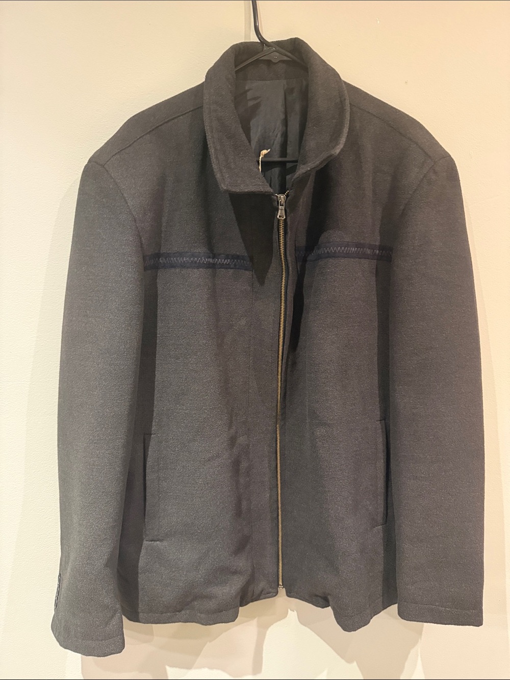 Cashmere Dark Gray Zip-Front Sweater Jacket